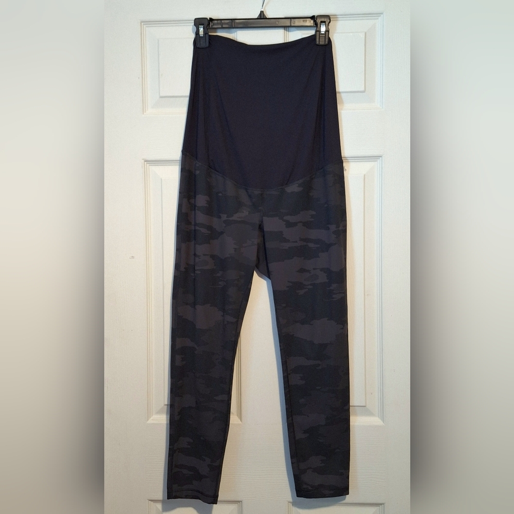 'Isabel Maternity' camo design full front black panel, leggings pants, XXL